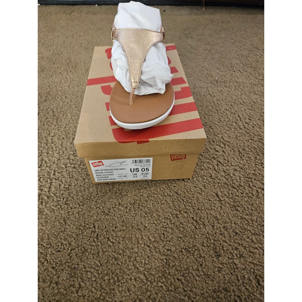 FitFlop Lainey Rose Gold Leather Toe-Thong Back-Strap Sandals – US 5 NIB